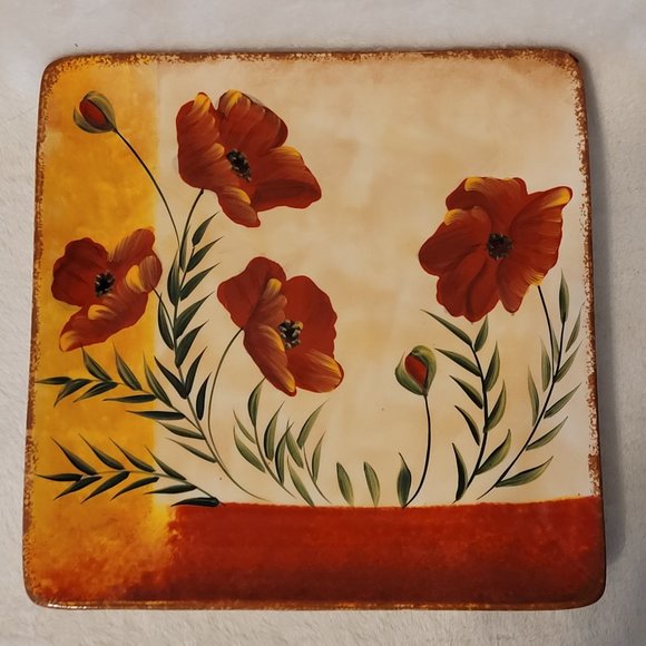 Pier 1 "Poppies" Dinner Plate 10.5 Inches - Picture 1 of 7